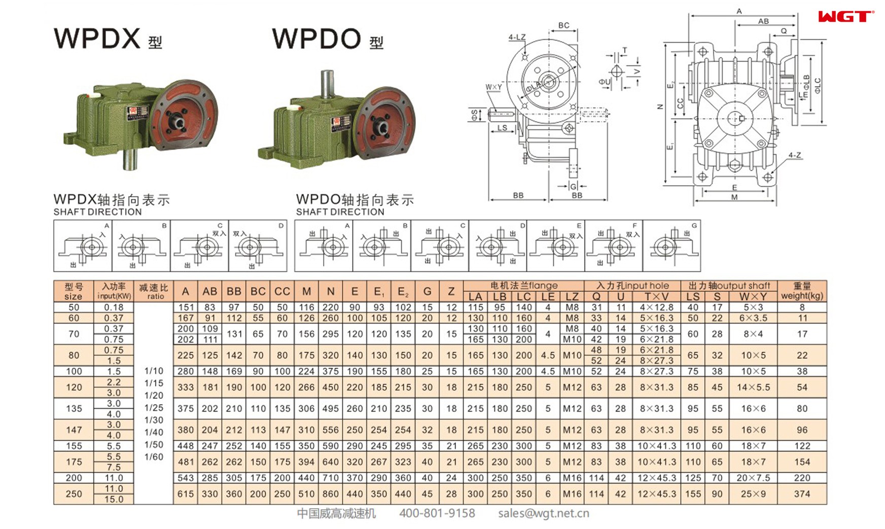 WPDX135 worm gear reducer single speed reducer