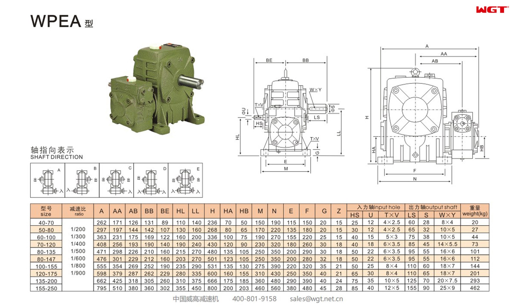 WPEA80-147 worm gear reducer double speed reducer 