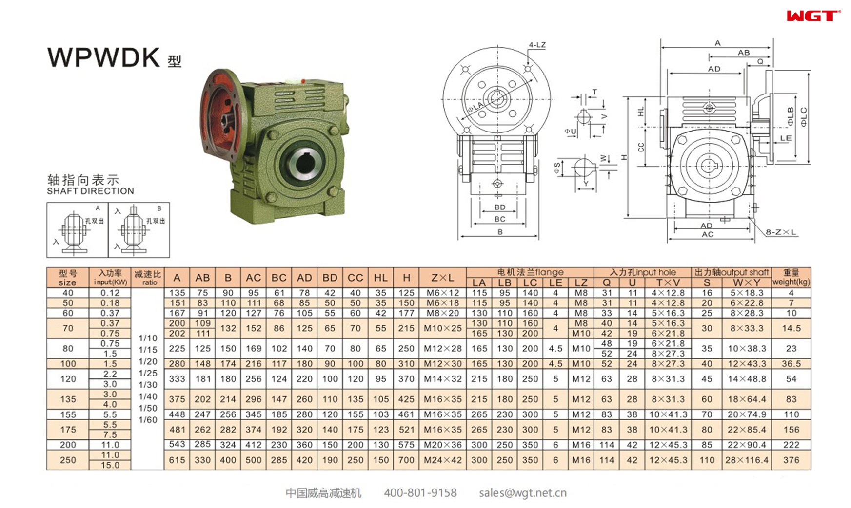 WPWDK100 worm gear reducer universal speed reducer