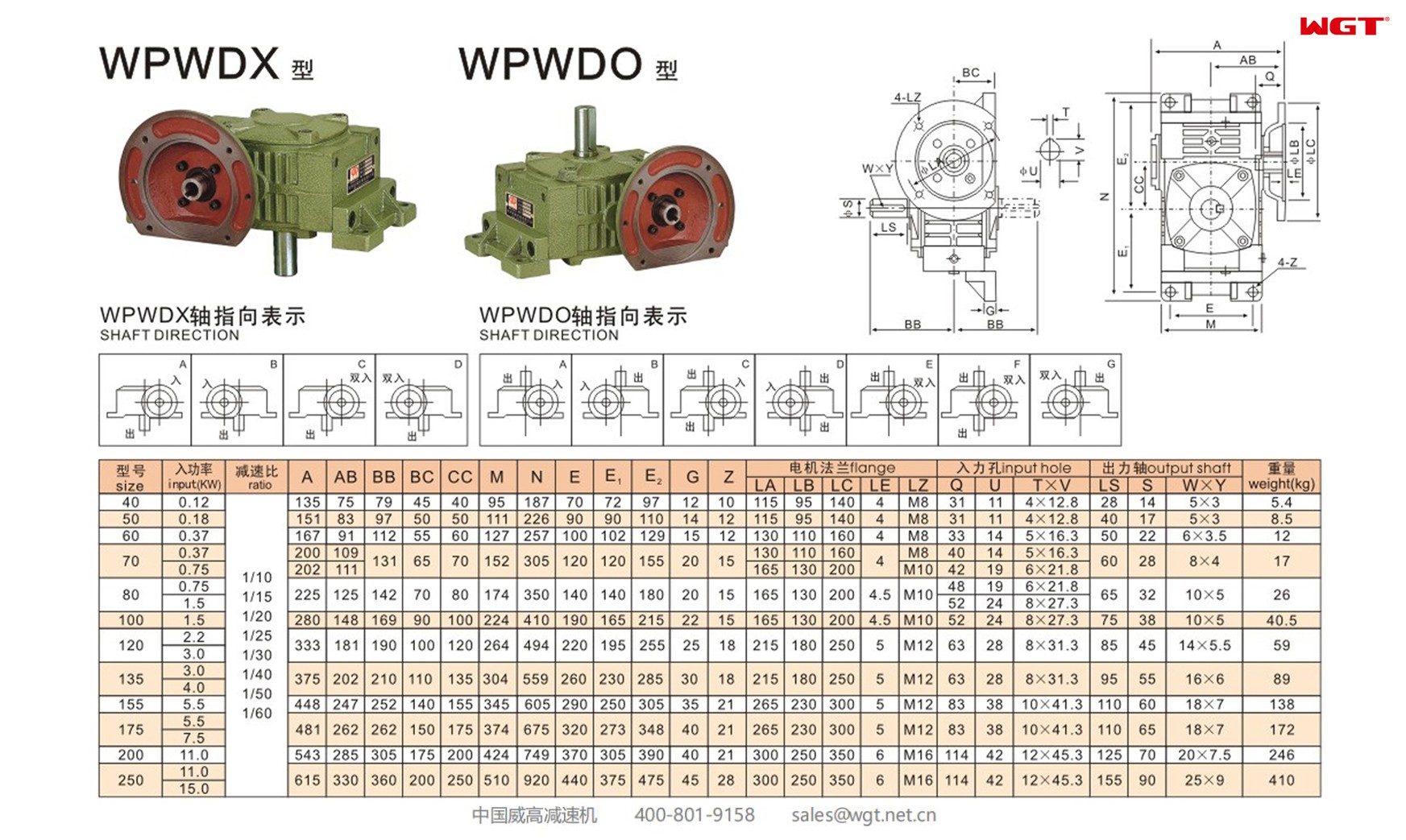 WPWDO100 worm gear reducer universal speed reducer 