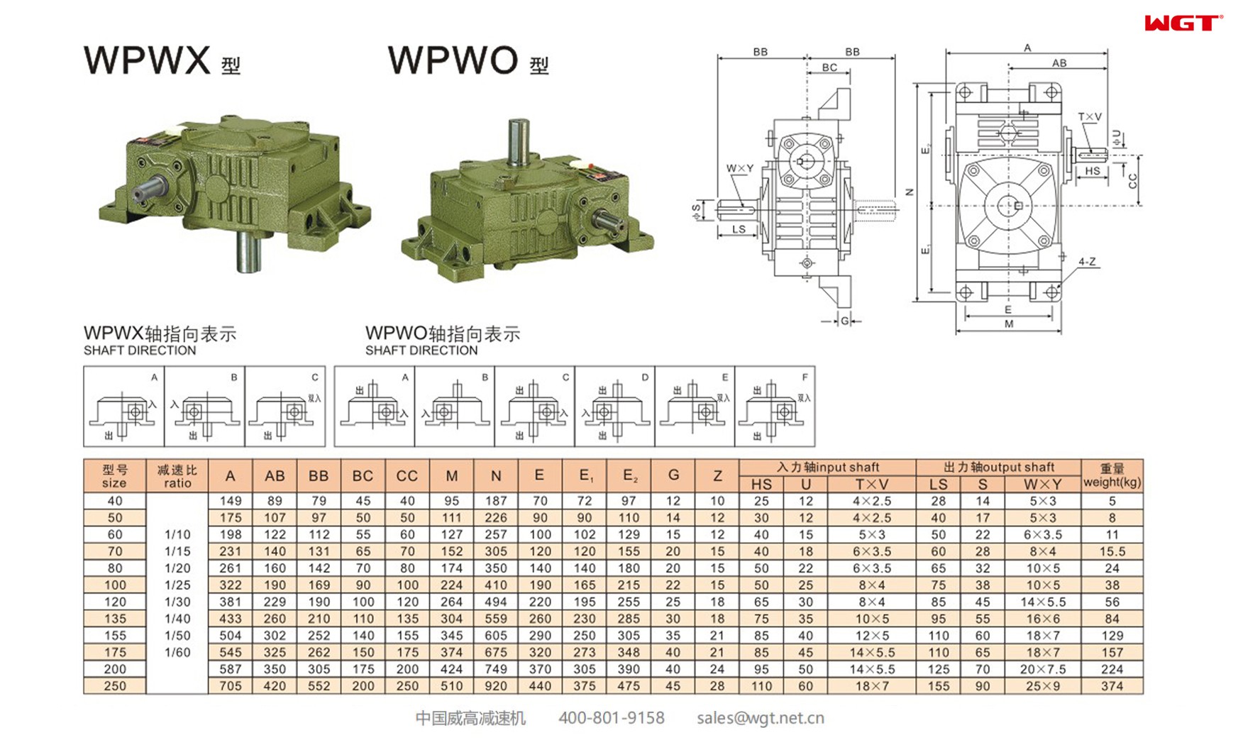 WPWX70 worm gear reducer universal speed reducer 